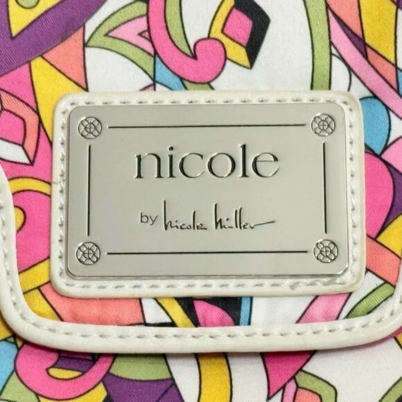 Vintage Nicole Miller Multicolor Abstract Print Mod Crossbody Purse - Picture 2 of 10